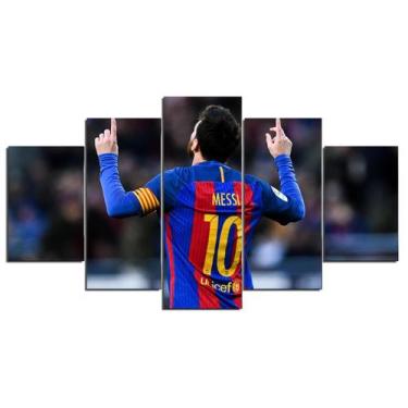 Imagem de Quadros Decorativos 5 Peças Barcelona Messi Melhor Do Mundo - KYME