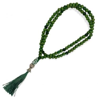 Imagem de Meta Atacado, Japamala dos Orixás de Madeira 108 Contas 8 mm-Escolha a Cor Cor:Oxóssi Pompom Verde