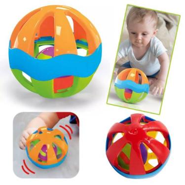 Imagem de Brinquedo Bolinha Chocalho Colorida Para Bebê Sensorial - JxP Brink