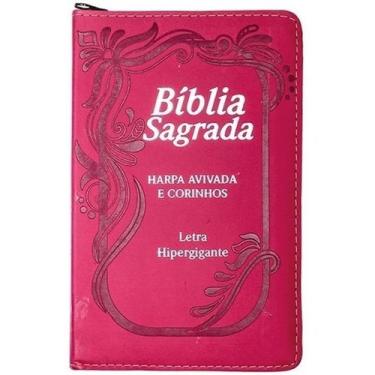 Imagem de Bíblia + Harpa Zíper Ltra Hiper Gig. Pink Evg. Gospel Indice