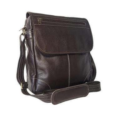 Imagem de Bolsa Masculina Carteiro Tiracolo De Couro Legítimo Café - Le Voyage, 
