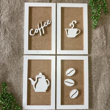 Imagem de Quadros decorativos café relevo padaria cozinha copa moldura - Souveni