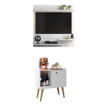 Imagem de Conjunto Sala Estar Painel 32" Madri + Aparador Buffet Linus Cor Branc