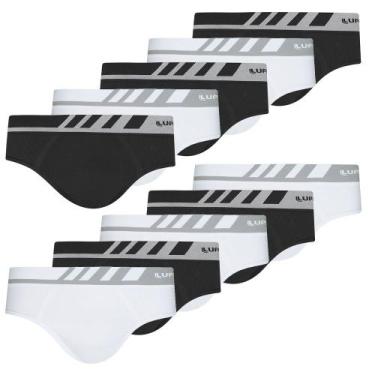 Imagem de Kit  10 Cueca Slip Lupo Microfibra Sem Costura 691 original , Preta e 