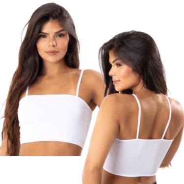 Imagem de Kit 2 Top Academia Feminino Sem Bojo Fitness Cropped Faixa Alcinha Bás