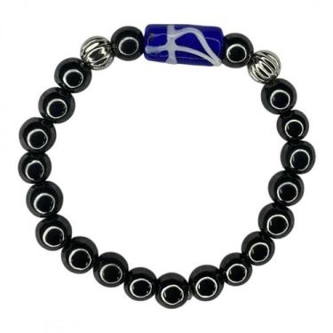 Imagem de Pulseira Ogum Firma ul Hematita E Silicone - Meta Atacado