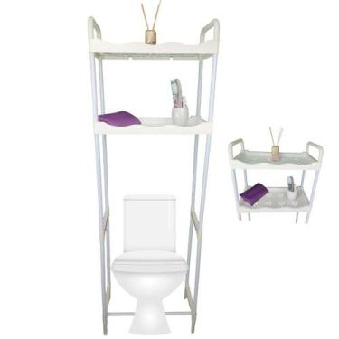 Imagem de Rack Estante Banheiro 2 Prateleiras Vaso Sanitario Casa Organizaçao La