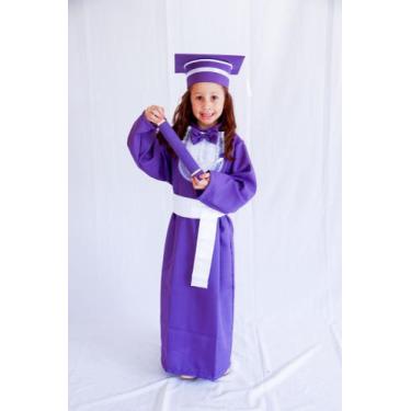 Imagem de Kit  Infantil Beca, faixa e capelo rígido + Canudo De Camurça - beka l