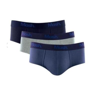 Imagem de Kit com 3 cuecas em algodão modelo slip Mash ., P, Azul