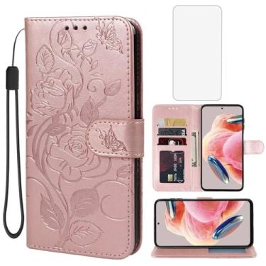 Imagem de Yerebel Capa para Xiaomi Redmi Note 12, 23021RAAEG 23021RAA2Y, capa carteira com protetor de tela de vidro temperado, suporte para cartão de crédito, capa de telefone para Xiaomi Redmi Note 12 4G ouro