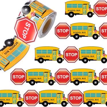 Imagem de Weekgrat Borda de quadro de avisos de 10 metros, decoração de volta às aulas, rolo de borda antiaderente para sala de aula, quadro-negro, decoração de porta de janela (ônibus escolar)