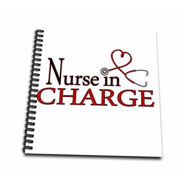 Imagem de 3dRose db_181846_2 Estetoscópio de coração vermelho Nurse in Charge - Livro de memórias, 30,48 x 30,48 cm