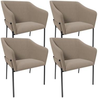 Imagem de Kit 4 Cadeiras Para Sala de Jantar Estar Living Olívia L02 Bouclê Bege