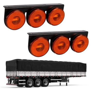 Imagem de 2 Lanternas 3 Marias Carreta LED Âmbar 85mm Saída Fios - DW Componente