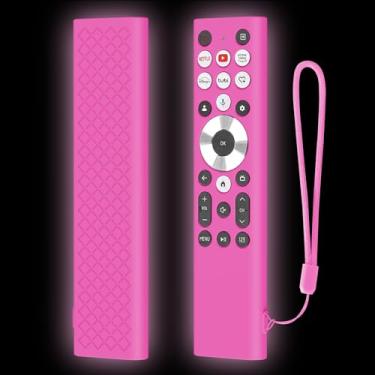 Imagem de LEFXMOPHY Capa para controle remoto de voz ERF6A80 ERF6G80H ERF6F80H para Hisense U6 U7 U8 U9 Series 4K Google Smart TV capa protetora de silicone que brilha no escuro - rosa