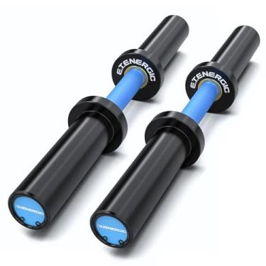 Imagem de E.T.ENERGIC Par de halteres olímpicos de 50,8 cm, barra de halteres carregáveis para placas de peso olímpico de 5 cm, ideal para treino de ginástica em casa, azul e preto