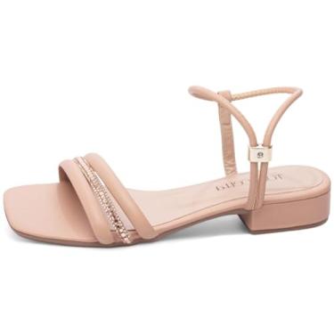 Imagem de EMILY ONLINE, Sandália Feminina Salto Baixo Saltinho Ajuste Abs Manta Strass 2,5cm (Rosê, BR, Adulto, Numérico, 34)