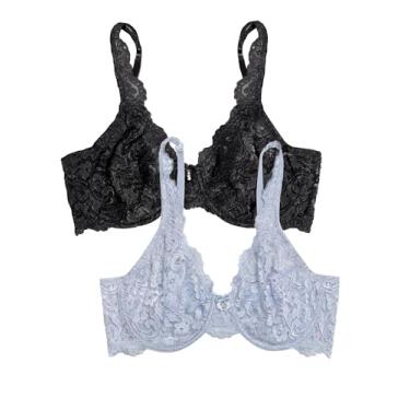 Imagem de Smart & Sexy Sutiã feminino de renda sem forro com aro, disponível em pacotes individuais e 2 unidades, Água mineral/matiz preta, (36) 36DD