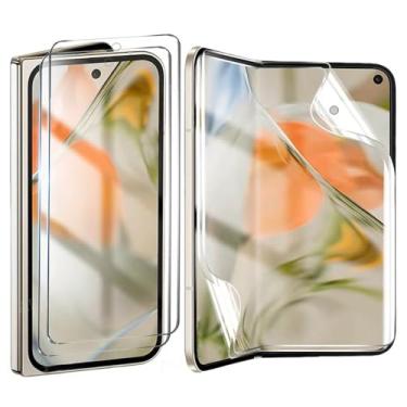 Imagem de PORRVDP Película protetora de tela de hidrogel para Google Pixel 9 Pro Fold 5G, 2 peças de película protetora de TPU transparente (NÃO vidro temperado) [Clear HD] [Alta sensibilidade] [Compatível com