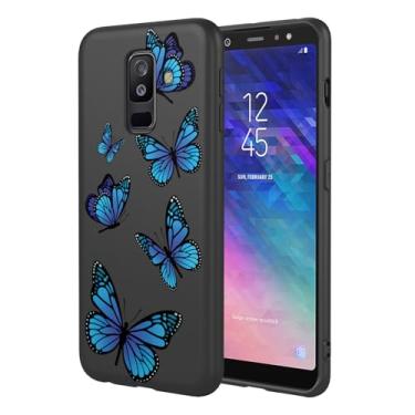 Imagem de HTXWXJC Capa de celular para Galaxy A6 Plus 2018, capa para Samsung A6+ 2018 SM-A605, à prova de choque, flexível, amortecedor, TPU, macia, capa de telefone com estampa de borboleta para Samsung