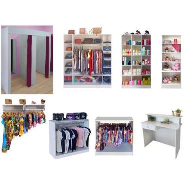 Imagem de Expositor Colméia Armário Arara Balcão Loja Roupa 9 Peças - Magia Móve