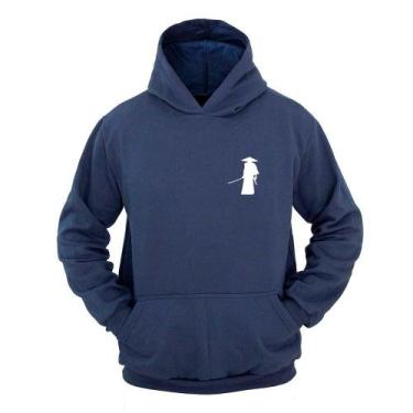 Imagem de Moletom Masculino Canguru Com Capuz Estampa Samurai - Ragor, G, Azul
