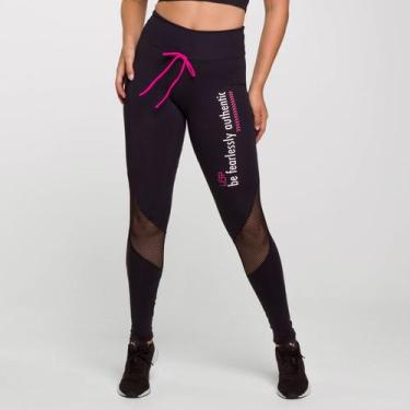 Imagem de Legging Authentic Poliamida Preta com Estampa e Tela e Laço  - LOT FIT