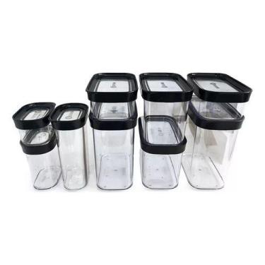 Imagem de Kit Conjunto Cozinha 9 Potes Herméticos Mantimentos Temperos - Oca Var