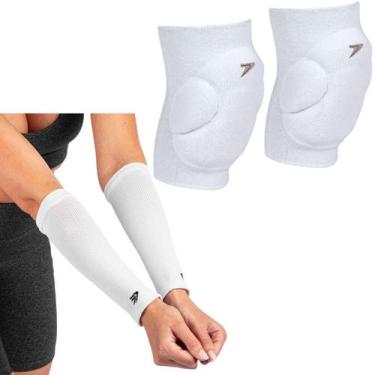 Imagem de Kit Joelheira Manguito Vôlei Poker Power, Branco, GG