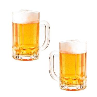 Imagem de 2 caneca de chopp cerveja bebida vidro resistente 400ml - Rio Tijucas