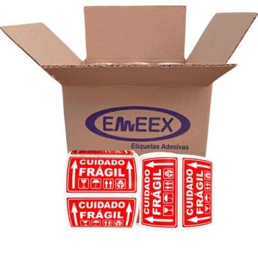 Imagem de Etiqueta Adesiva Selo Cuidado Frágil, 500 Etiquetas - EMEEX ETIQUETAS