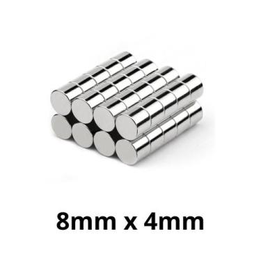 Imagem de Kit 50 Peças Imã Neodímio Disco Magnético N35  8 x 4 mm Super Forte Po