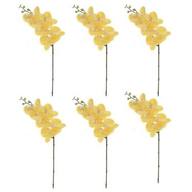 Imagem de Kit com 6 Unidades - Flor Artificial Haste de Orquídea Toque Real Amar