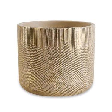 Imagem de Cachepot em Cimento Nude e Dourado - 13x13 - Abra Casa