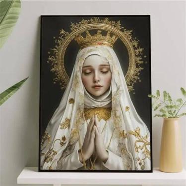 Imagem de Quadro Nossa Senhora De Fátima - Ouro 45X34Cm - Com Vidro