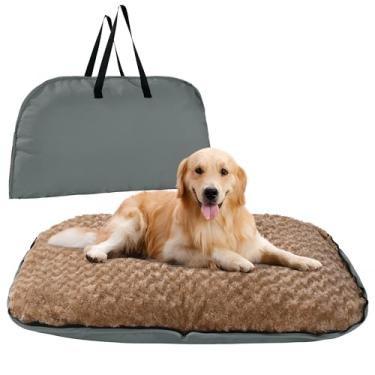 Imagem de MABOZOO Cama dobrável para cães de viagem, bolsa para acampamento ao ar livre, almofada para cães com alças de transporte, colchão impermeável para cães pequenos, médios e grandes (cinza, 112 x 81 x