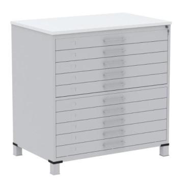 Imagem de Mapoteca 10 Gavetas Pandin 120 cm (Larg) Inmetro Tampo MDP Branco Estr