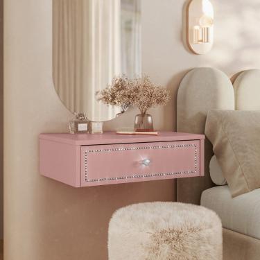 Imagem de Penteadeira Suspensa Strass Gaveta c/ divisória e organizador Maquiagem 50cm Rose Ac - Olivar Móveis