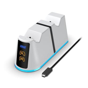Imagem de IINE Dual Charging Station for PS5 Controller, PS5 Controller Fast Charging Dock, PS5 Charging Dock Stand with RGB Lights & LED Battery Indicators & Charging Cable