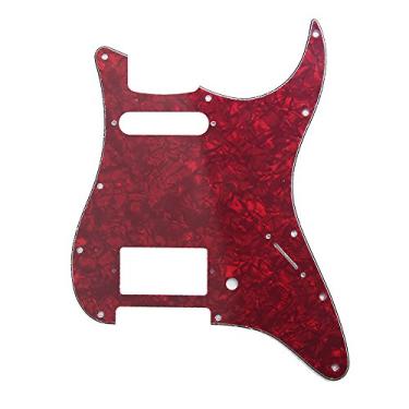 Imagem de HS(Humbucker-Single) Strat Pickguard 11 furos estilo ST/Strat Pickguard para peças de guitarra estilo Stratocaster/Strat dos EUA/México, 3 camadas com parafusos (pérola vermelha)
