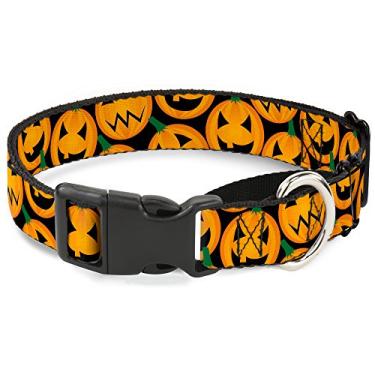 Imagem de Buckle-Down MGC-W31010-M Colagem Jack-O'-Lantern Coleira preta para cães, média