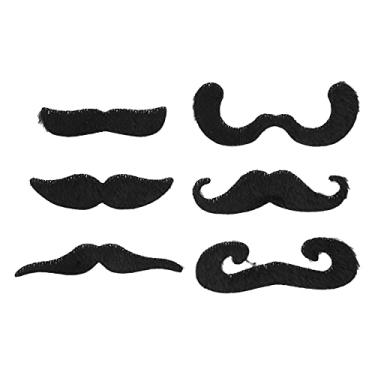 Imagem de 6 PeçAs de Barba Cosplay Autoadesiva de Bigode Preto Falso, Confortável e Realista para Idosos, Todas As Atividades de Jogos de Bola de Férias, Aniversário, Carnaval KTV