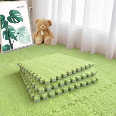 Imagem de JADERLU 16 Unidades De Tapetes De Azulejo Interligados Espessados De 0,6", Tapete De Área De Espuma Eva Macio E Felpudo Para Sala De Estar E Quarto, Tapete Protetor Antiderrapante Para Brincar, Decora