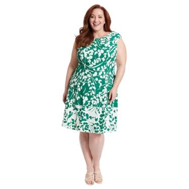 Imagem de London Times Vestido feminino justo e rodado elegante verão coquetel formatura jardim festa casamento convidada, Verde-marfim, 58