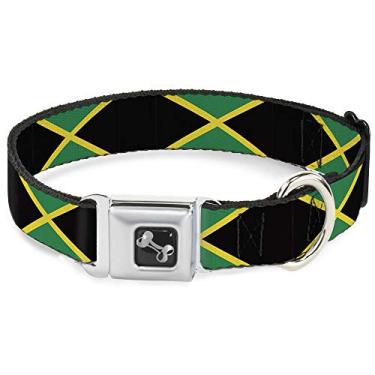 Imagem de Buckle-Down Fivela de cinto de segurança para cães, bandeiras da Jamaica, multicoloridas, 2,5 cm de largura – serve para pescoço de 23 a 38 cm – Pequeno (DC-W31002-S)