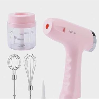Imagem de Mini Batedeira Elétrica Recarregável Portátil Mixer De Mão Rosa