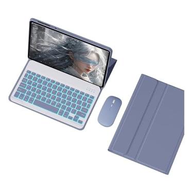 Imagem de Genérico - Adequado para iPad 7ª, 8ª e 9ª geração, Capa Protetora com Teclado e Mouse Bluetooth, Luz de Fundo Cinza Lavanda