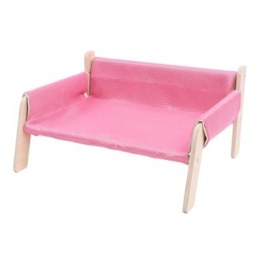 Imagem de Sofá-cama para Animais de Estimação Em Madeira de Pinho, Aparência Elegante, Versátil, Elevado, Gato, Cachorro, Sofá-cama para Casa, Interior (Rosa)