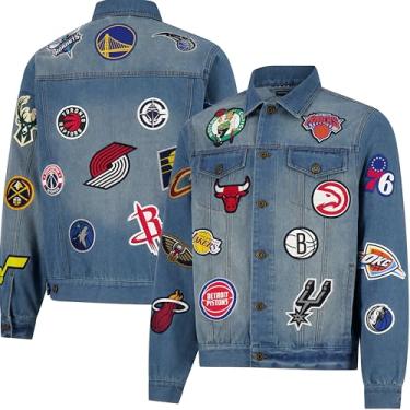 Imagem de Ultra Game NBA Jaqueta jeans masculina envelhecida com patch de jeans, Denim, Small