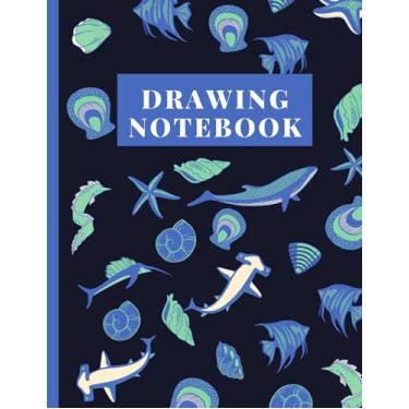 Imagem de Seashell Drawing Notebook: Large Drawing Journal. Blank Sketching Pages With Border Corners.